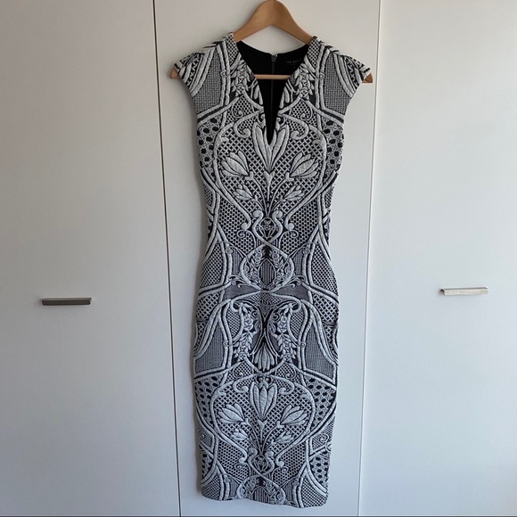 Ted Baker Black+White Sancha Jacquard Midi Dress - Picture 2 of 5